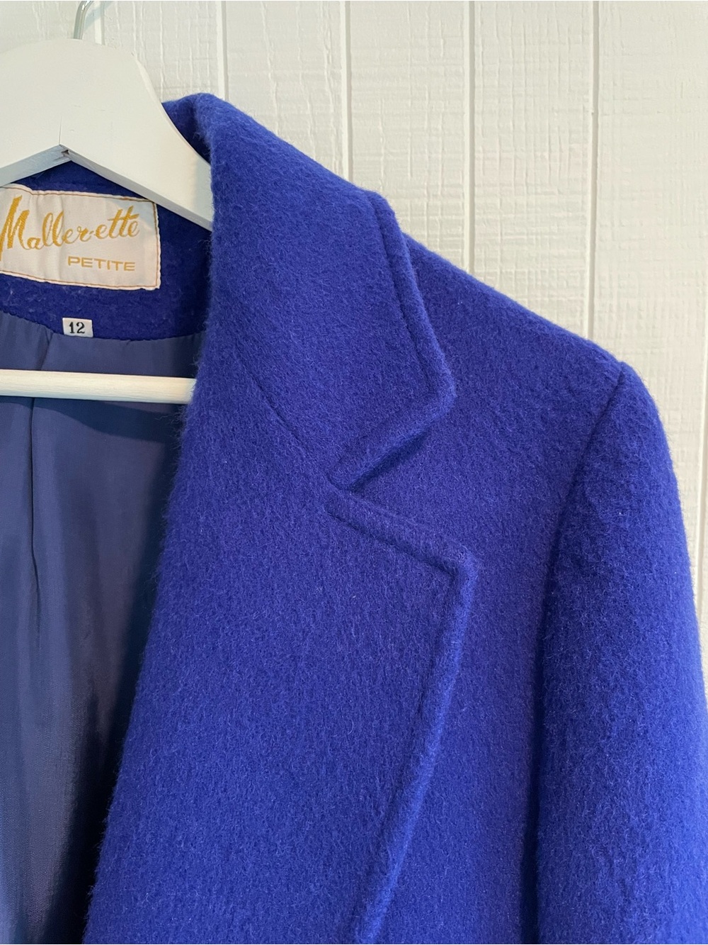 Vtg Mallerette Cobalt Blue Wool Statement Coat - Picture 15 of 17